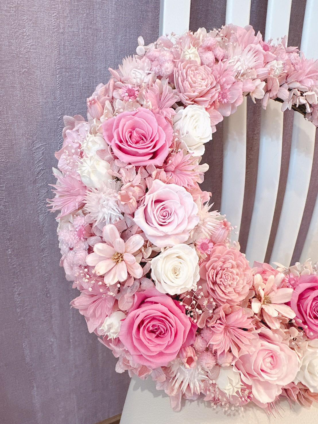 【人気 三日月リース】ロゼブロッサム クレセント 〜桃色の季節〜 結婚祝い ピンク 桜色 春限定2026 新作 ギフト | 13枚目